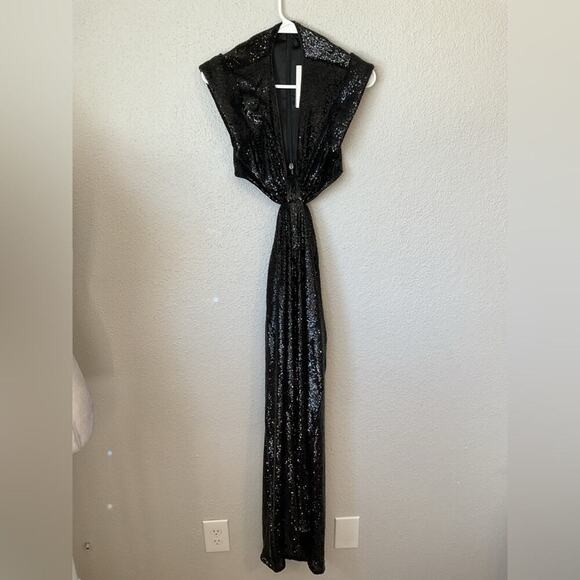 NWT A.L.C. Alexis Black Sequin Cutout Dress Size 2 - Picture 6 of 14